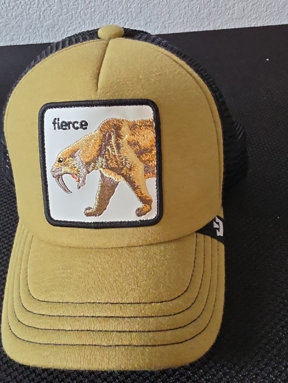 Olive 'Fierce' Sabertooth Patch Trucker Hat